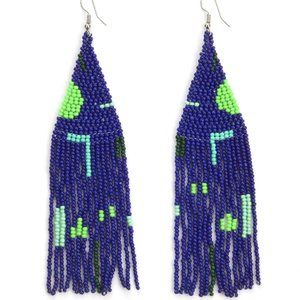 New Beaded Geometric Design Drop Earrings